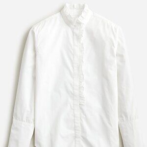 JCREW White Ruffle-trim garçon shirt in cotton poplin